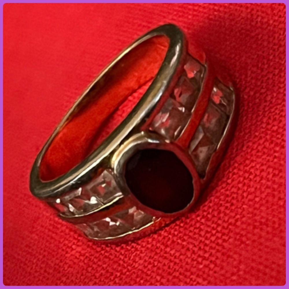 Garnet and Cubic Zirconia Ring